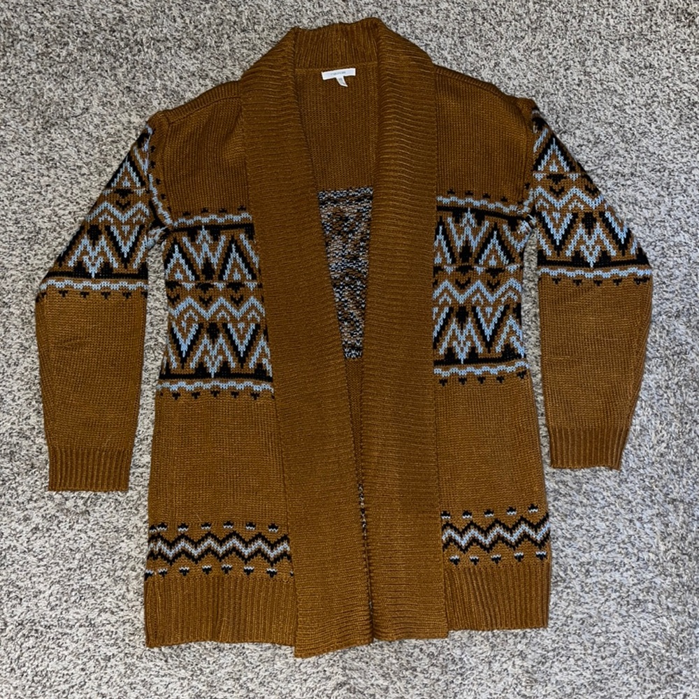 Maurice’s camel cardigan